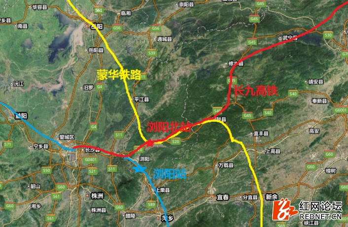 长九高铁必须经过浏阳社区和蒙华铁路共站浏阳北站,而非走平江.