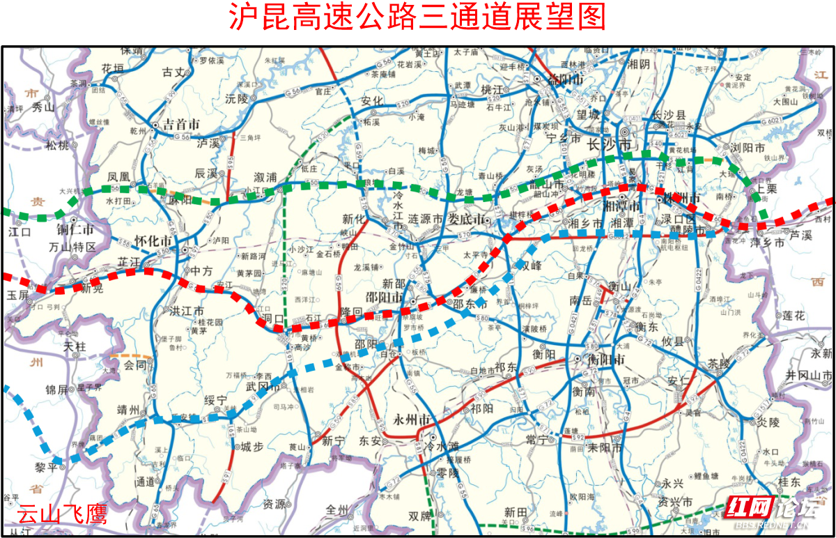 69 湘中地区高速公路规划建议  湖南境内东起醴陵市,经株洲市,湘潭